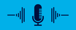 Podcast Mikrophon Icon mit blauem Hintergrund