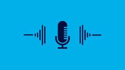 Podcast mikophone icon with blue background