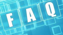 Blue image with the words FAQ.