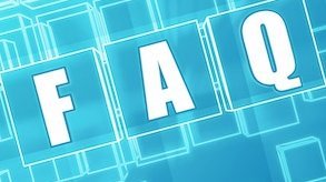 Blue image with the words FAQ.