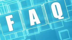 FAQ | Rechtliches und häufig gestellte Fragen Blaues Bild mit der Aufschrift FAQ.