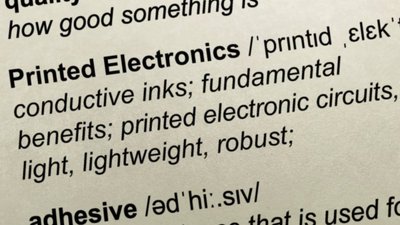 Printed Electronics Ausschnitt aus einem Lexikon mit dem Begriff printed electronics