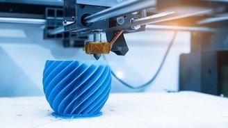 3D-Druckfilamente | Blauer Topf in Produktion
