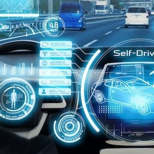 Graphic in blue colours | Self-Driving