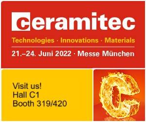 ceramitec Logo mit Hinweis zur Messe, Datum und Messestand